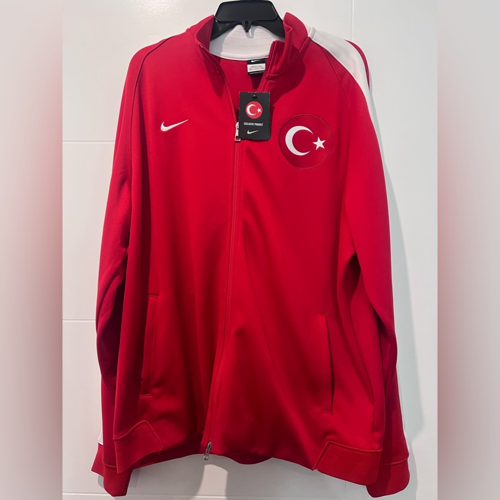 Nike Men's Red and White Track Jacket